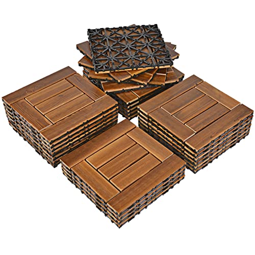 VANCASTLE 27PCS Wood Interlocking Deck Tiles 11.8