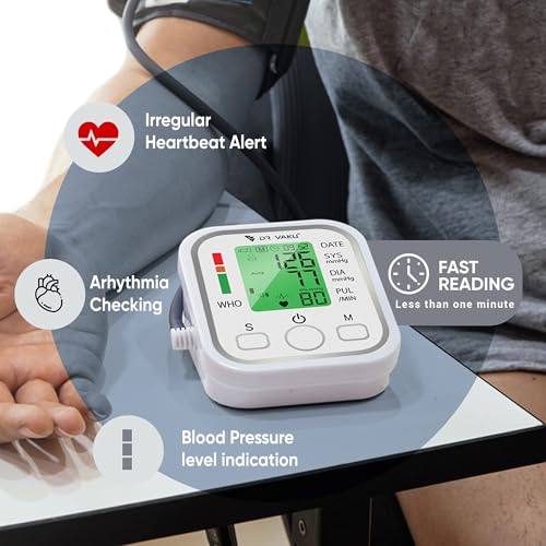 Image of DR VAKU BP Monitor Fully Automatic Blood Pressure Machine to Check Digital Accurate Level for Home Monitoring Device with Talking Function, Large Display + Cuff Kit Best Accurate Apparatus Measurement with 20w PD Adapter- White