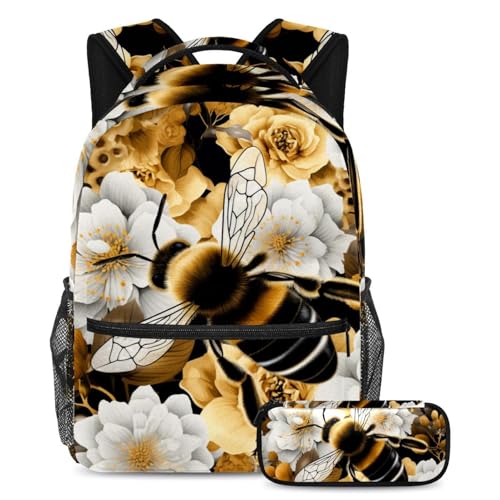 Sac à dos grande capacité Bumble Bee fleurs 81 idéal pour les cours et les voyages