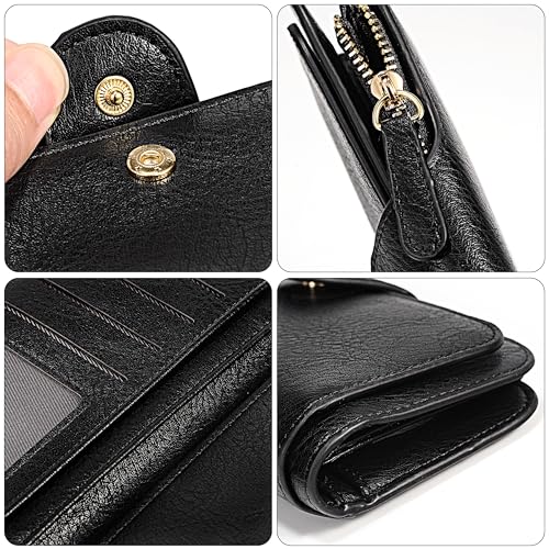 Image of UTO Wallet Women Vegan Leather Wristlet Snap Long Purse Credit Card Holder Elegant Clutch