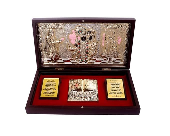 Image of 24K Gold Plated Religious Frame Photo Frame with Charan Paduka Return Gifts for Home Puja Office (SHREE NATH JI)