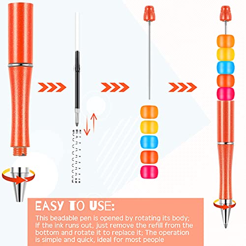 Plastic Beadable Pen Bead Ballpoint Pen Assorted Bead Pen Shaft Black Ink Rollerball Pen With Extra Refills For Kids Students Office School Supplies, 10 Colors (10) #TOP3