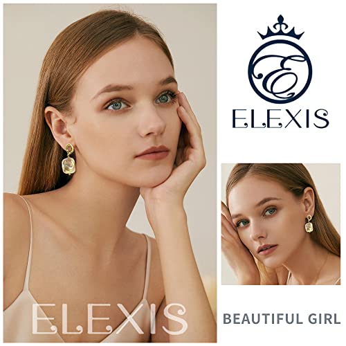 Elexis 18K Gold Big Square Baroque Pearl Earrings For Women Drop Handmade Trendy Comfy Real Freshwater Pearls Aesthetic Dangle Earrings Engaged Wedding Bridesmaid Hanging Jewelry Gift For Mom #TOP3