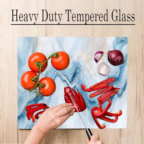 White Blue Agate Marble Kitchen Glass Cutting Board Decorative Gift Marbled Granite Stone Rock Gift For Her Mom Wife - Image 4