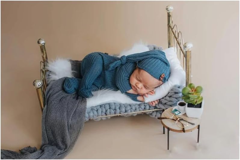 Newborn Baby Photography Bodysuits with Long Tail Hat Boy Girl Photo Crochet Outfits Props