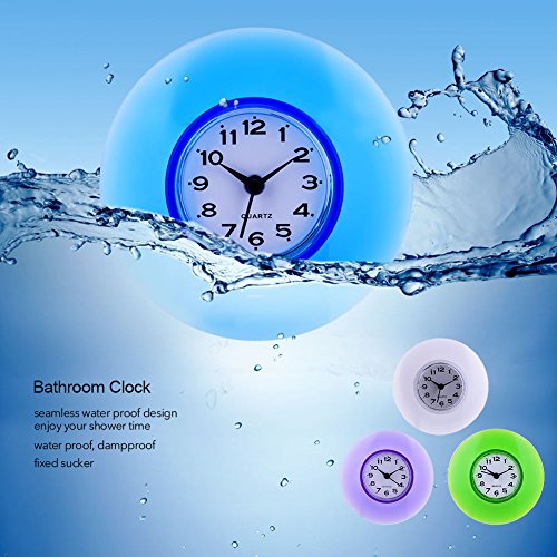 Nikou Dusche Wanduhr, Badezimmeruhr mit Saugnapf, Runde Mini wasserdichte Uhr Cute Badezimmer Kinderzimmer Zeitwerkzeug für Badezimmer, Küche, Wohnzimmer, Schlafzimmer (Blau)