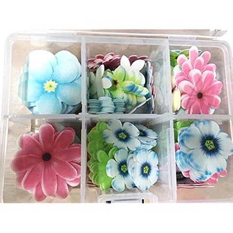 FishMM Set of 380 Edible Rainbow Daisy Flowers Party Decorations, Wafer Rice Paper for Cake, Cakecup, Food, Fruit, baking, Wedding Table Decorations Toppers Cover
