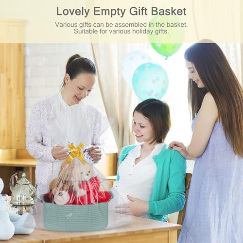 Image of Small Empty Gift Basket with Bag & Ribbons, Light Green