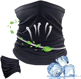 Black Multifunctional Outdoor Headwear, Ice Silk Face Shield Scarf Snoods for Men, Windproof Neck Gaiter Balaclava Scarf Snood for Motorcycle Cycling Running Sunscreen UV Protection