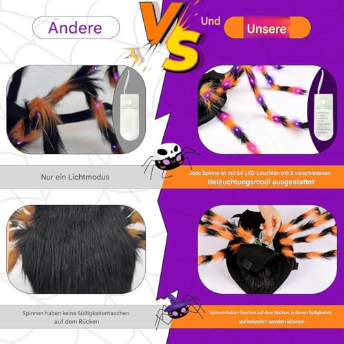 Hunde Halloween Kostüm, Halloween Spinnen Kostüm Haustier, Haustier Spinnen Kostüms Leuchten Spinnenkostüm Für Hundes, Halloweens Spinnenkostüm Für Kleine Mittelgroße Hunde