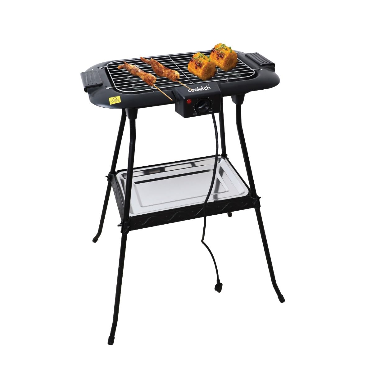 Barbacoa Eléctrica 2000W, 2 en 1 - Parrila Eléctrica de Pie y de Mesa, Portátil, Sin Humo, Calienta rápido con regulador de temperatura, Incluye Cortavientos