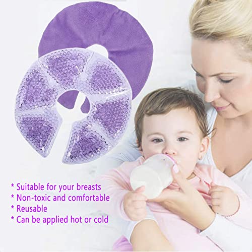 Breast Therapy Pads - Reusable Hot And Cold Therapy Breastfeeding Gel Pads, Boost Milk Let-Down With Gel Bead Pads For Breastfeeding Moms,Mastitis, Engorgement (Purple) #TOP2