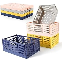 Cajas De Plastico Duro Victse Caja de Almacenamiento de Plástico Plegable, 4 Pcs 30.5x20x12.2cm Cajas de Almacenamiento para Dormitorio, Oficina, Baño, Artículos de Tocador, Cosméticos