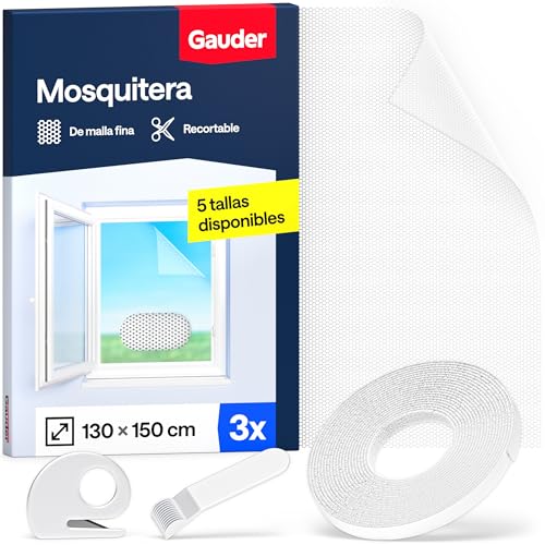 GAUDER Mosquiteras para ventanas, mosquitera ventana (3 uds, 130x150cm)