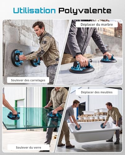 Ventouse vitre anti chute pour manipuler le verre lourd