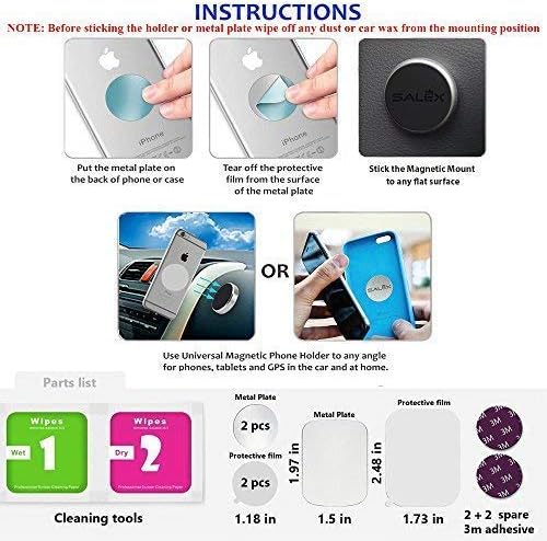 Miniatura 7 de Soportes magnéticos para teléfono, paquete de 2 con adhesivo 3M. Soporte plano negro para teléfono celular para tablero de automóvil, camión, pared,