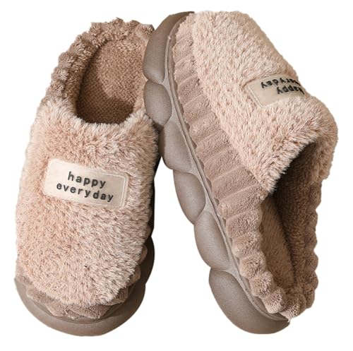 Womens Men Fuzzy Memory Foam Slippers Solid Fluffy Closed Toe Warm Winter Slippers Fur Cozy Platform Slide Slippers Comfy Soft Non-Slip House Shoes Indoor Outdoor