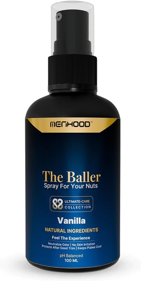 Menhood The Baller- Fresh Spray for Men Private Parts | Intimate Perfume | Intimate Wash | All Day Fresh| Prevents Itching, Sweating and Irritation Down There | 100 ML (Fragrance - Vanilla)