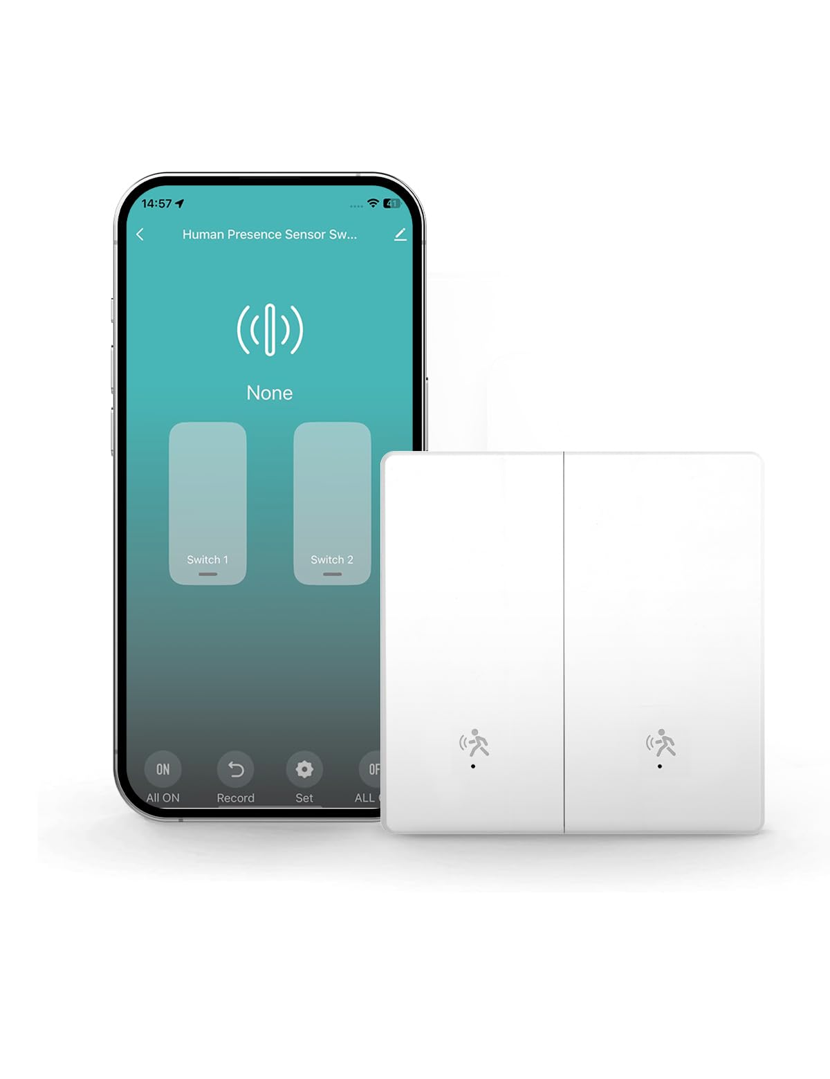 MOES Zigbee Smart Light Switch, 2 Gang 10GHz Radar Presence Sensor