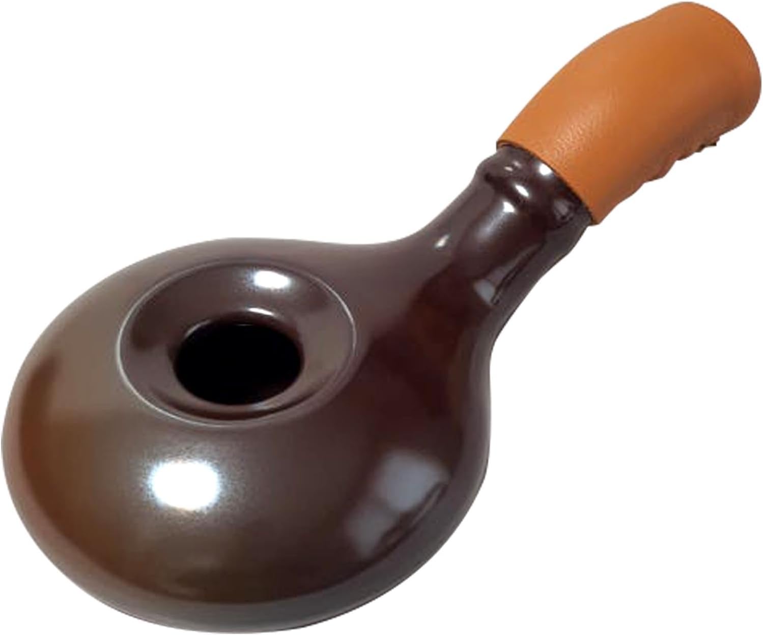 Ceramic Hand Coffee Roaster with Leather Handle – Heat-Resistant, Even Roasting with Waffle Base & Measuring Spoon Included – Perfect for Home Roasting & Precise Coffee Bean Roasting Control