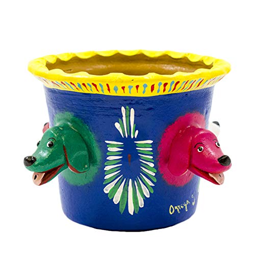Flowerpot Made of Betus Clay Dogs Design