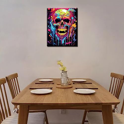 Image of DIY Paint by Numbers,Sugar Skull Day of The Dead,Abstract Canvas Oil Painting Kit for Kids&Adults,16X20 Drawing Paintwork Acrylic Pigment,for Home Living Room Decorative Painting Frameless