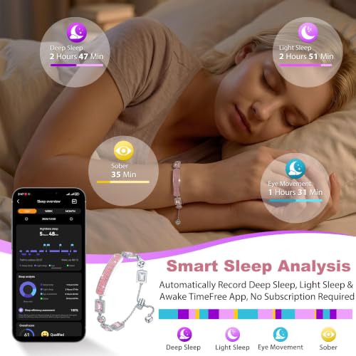 Image of 2-in-1 Crystal-Inlaid Smart Bracelet for Women, Jewelry Fitness Tracker with Heart Rate, Sleep & Cycle Tracking, IP68 Waterproof, Interchangeable Bands