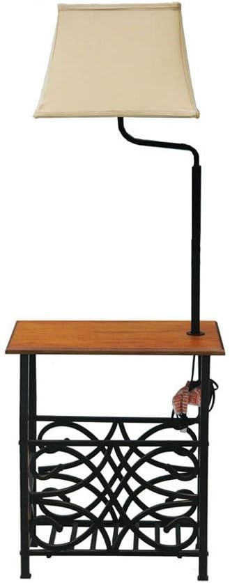 Goodygogo Table with Build-in Floor Lamp & Magazine Holder Bronze Finish