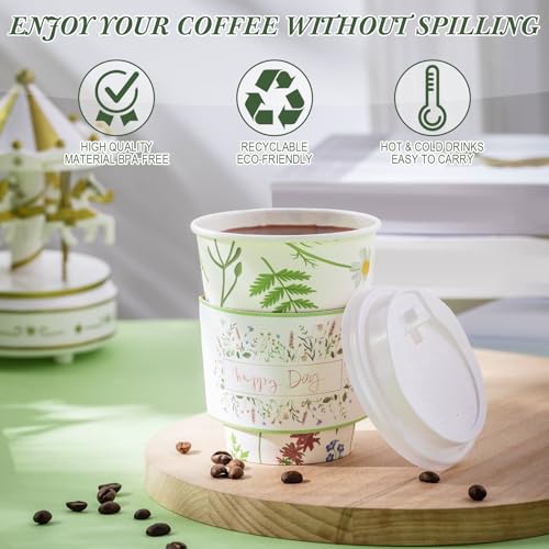Gobelets café jetables étanches Remerry avec manchons isolants