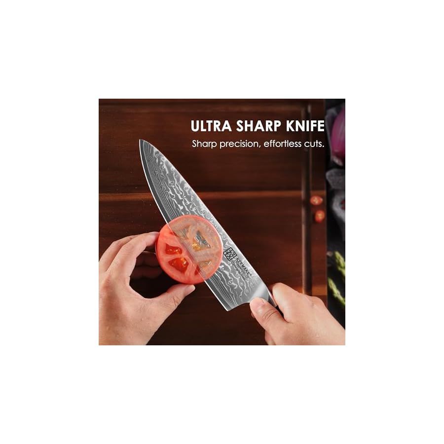 KEEMAKE-Chef-Knife-8-Inch-Damascus-Kitchen-Knife-67-Layers-Damascus-Steel-Knife-Japanese-VG10-Core-Razor-Sharp-Chefs-Knife-with-Ergonomic-G10-Handle-Cooking-Knife-for-Meat-Vegetable KEEMAKE Chef Knife, 8 Inch Damascus Kitchen Knife, 67 Layers Damascus Steel Knife Japanese VG10 Core, Razor Sharp Chefs Knife with Ergonomic G10 Handle, Cooking Knife for Meat Vegetable