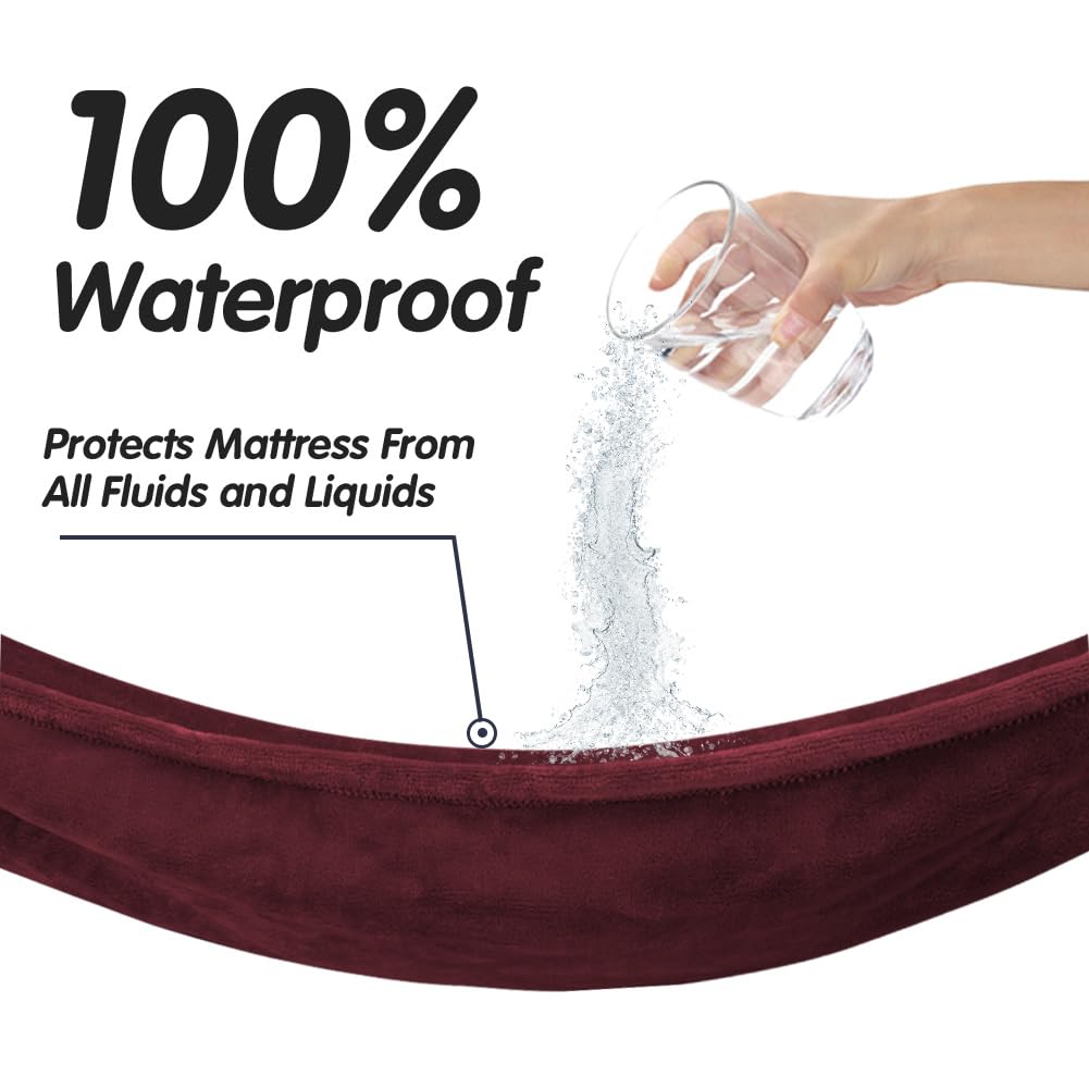 DUJUIKE Coperta impermeabile, coperta per cani, coperta per letto, coperta impermeabile per divano, in flanella delicata sulla pelle, adatta per cani, gatti, tappeto da campeggio (rosso vinaccia, 102