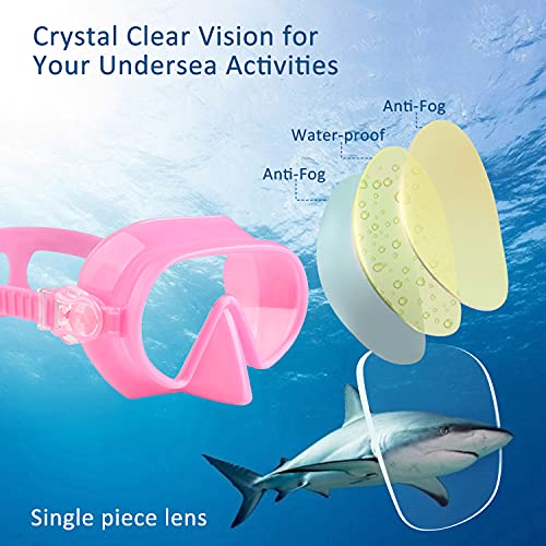 Fxexblin Swim Goggles Kids Adults Swimming Goggles With Nose Cover Snorkel Mask For Scuba Diving Snorkeling, Anti-Fog Lens Leakproof Skirt 180 Panoramic View Face Dive Masks Youth Children Boys Girls #TOP3