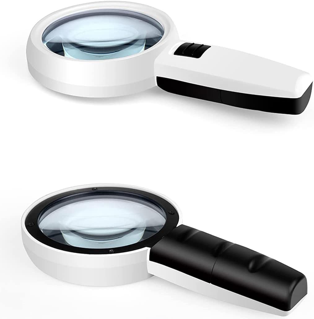 Ręczna lupa powiększająca 30X z 3 diodami LED, podświetlana lupa z podświetleniem, lupa do czytania w leczeniu zwyrodnienia plamki żółtej, czytanie dla seniorów, lutowanie, inspekcja, białe okulary