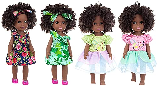 HaoLi 35cm lebensechte Reborn Baby Boy Girl Puppe Afroamerikaner Neugeborenes Weiches Vinyl Puppe,Blattrock 35cm… – Bild 3