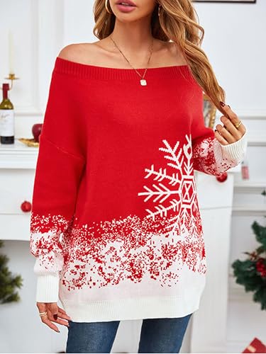 Image of ZAFUL Sweaters for Women Off Shoulder Knit Sweater with Long Sleeve Loose Pullover Jumper Tops