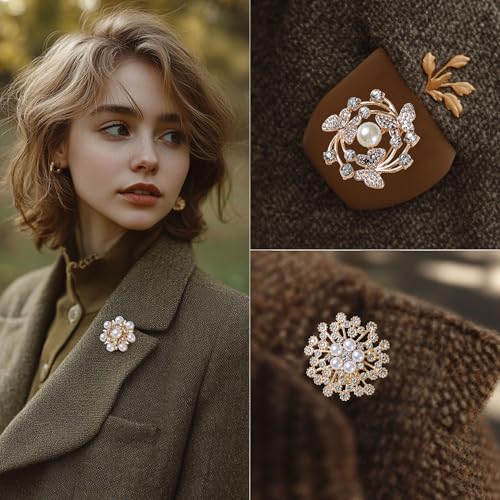 Image of 51 Pcs Pearl Brooch Pins for Women, Charms for Socks Safety Pin, Gold Charms DIY (Brooch & Pin 002)