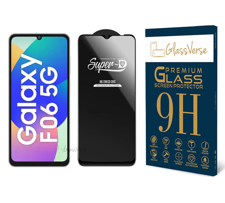 GlassVerse® Toughened Oleophobic Tempered Glass For Samsung Galaxy F06 5G (PACK OF 1) with Free Installation Kit Full screen Coverage - 6.7 inch