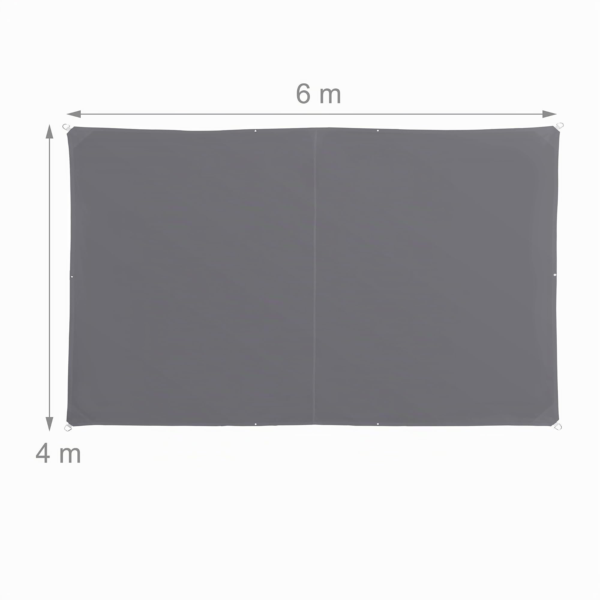 Relaxdays Sonnensegel, 4x6 m, Polyester, wasserdicht, Segeltuch Ösen & Spannseile, Sonnentuch rechteckig, dunkelgrau