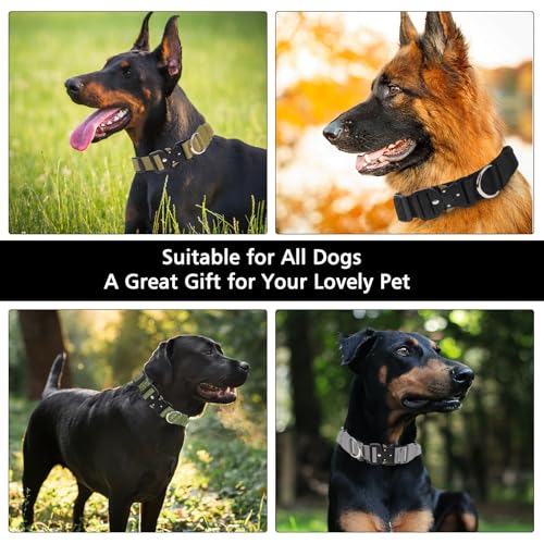 Ledeak Taktisches Hundehalsband mit Griff, Verstellbares Anti Zieh Breites Hunde Halsband Gepolstert, Dog Collar mit Metallschnalle erziehungshalsband für Hunde (Schwarz, L)
