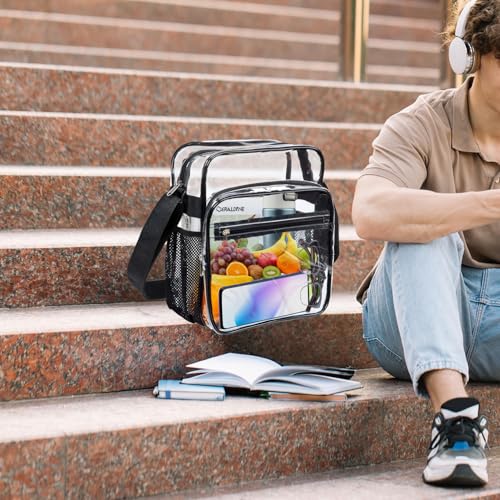 Tissting 26-50inch Adjustable Clear Bag Stadium Approved Clear Crossbody Messenger Shoulder Bag PVC Waterproof Visible,Large Capacity,Multiple Pockets,for Concerts, Sports Events3