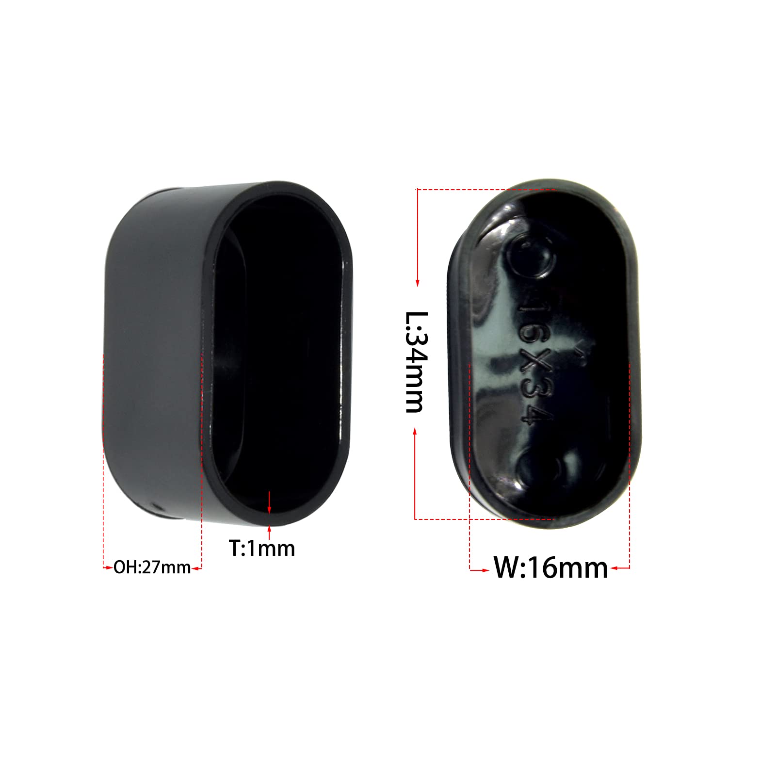 Flyshop Bright Black Anti-scratch PVC Chair Leg Caps Floor Protectors Furniture Oval Table Leg Covers, 16PCS, 16 x 34 mm - Image 2