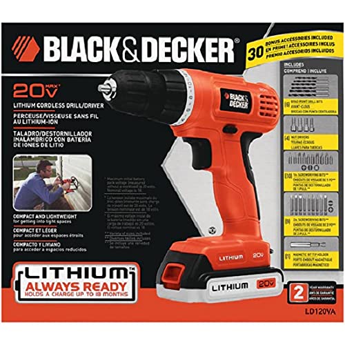 BLACK+DECKER 20V MAX* POWERECONNECT Cordless Drill/Driver + 30 pc. Kit
