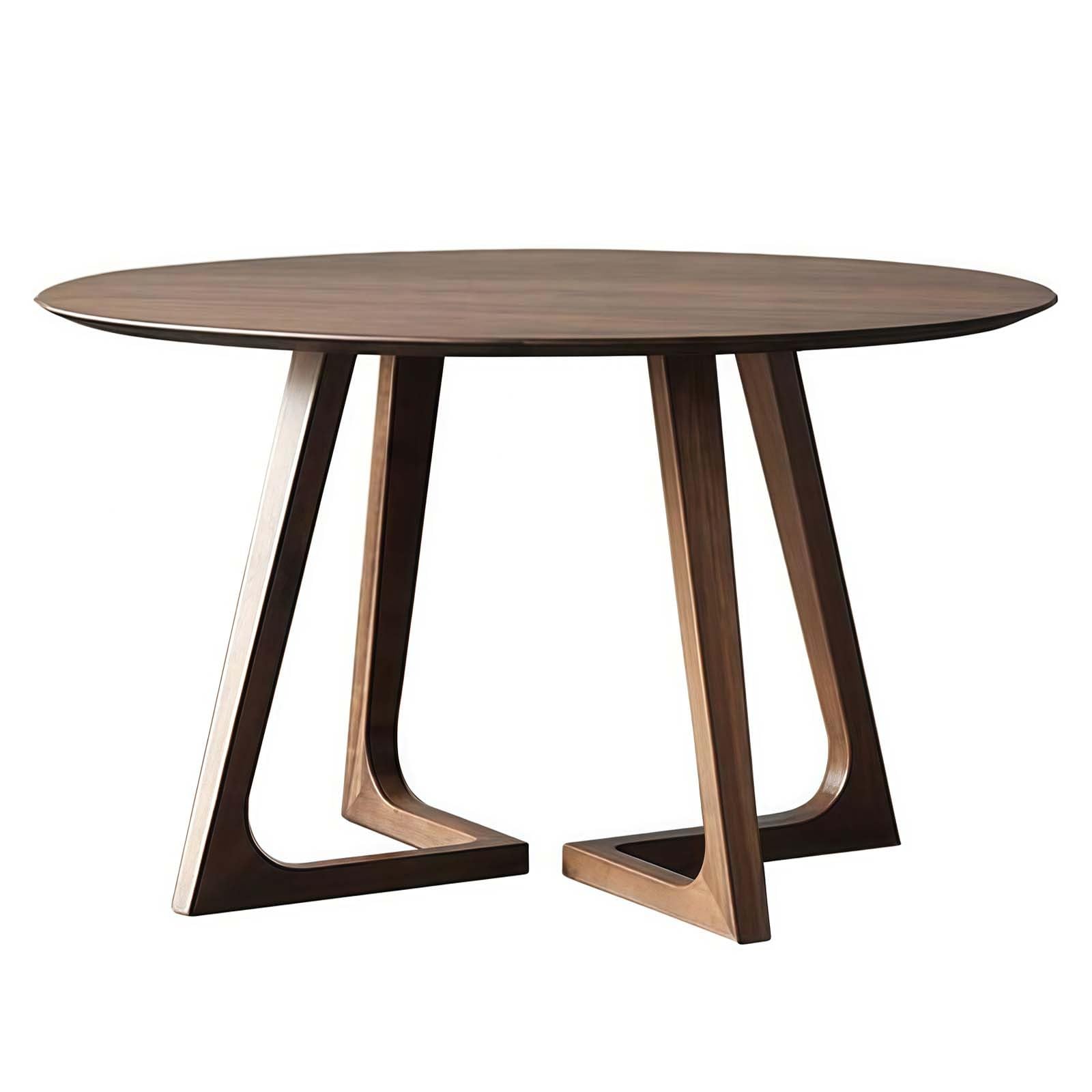 Table de salle à manger ronde en bois pour repas conviviaux dans un petit salon noyer 90cm