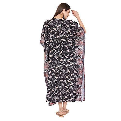 Image of Women Kaftan Plus Size Polyester Summer Lightweight Caftan Swimsuit Cover Ups Maxi African Mumu Lounge House Dress