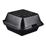 Genpak SN225-3L Black Foamed Hinged Lid Large Sandwich Container 5.6 X 5.75 X 3.26 | 500/Case