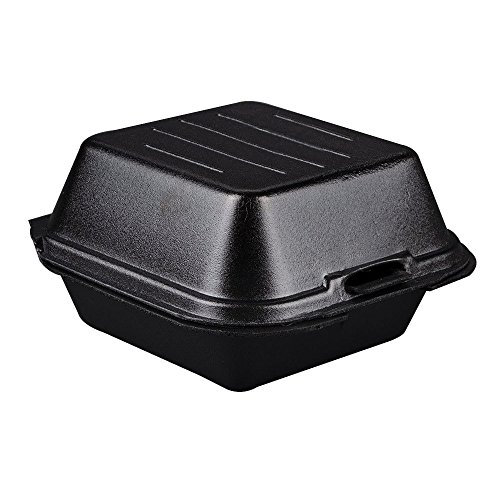 Genpak SN225-3L Black Foamed Hinged Lid Large Sandwich Container 5.6 X 5.75 X 3.26 | 500/Case