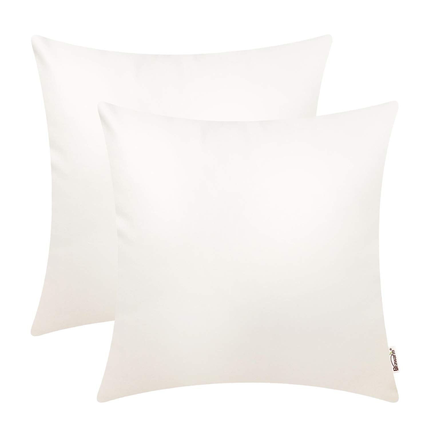 BRAWARM Decorative Throw Pillow Covers, Faux Leather Throw Pillow Cushion Covers, Solid Faux Leather Couch Cases for Living Room Garden Bed, Ivory White, 45cm x 45cm, Pack of 2