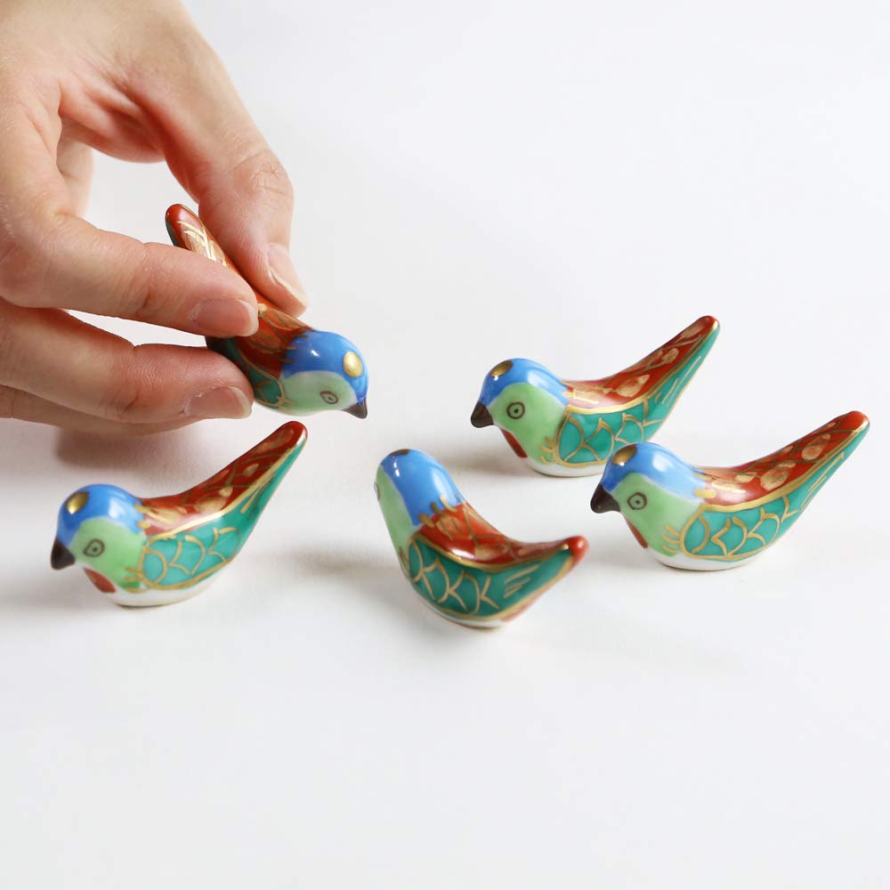 Amazon | 京焼 清水焼 箸置き 金彩鳥 5個セット | ノーブランド品