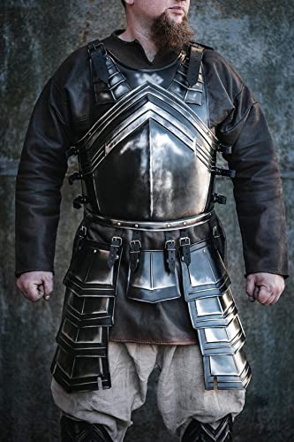 R.s Enterprises Medieval Larp Steel Armor Blackened Dwarven Cuirass & Skirt Breastplate #TOP9