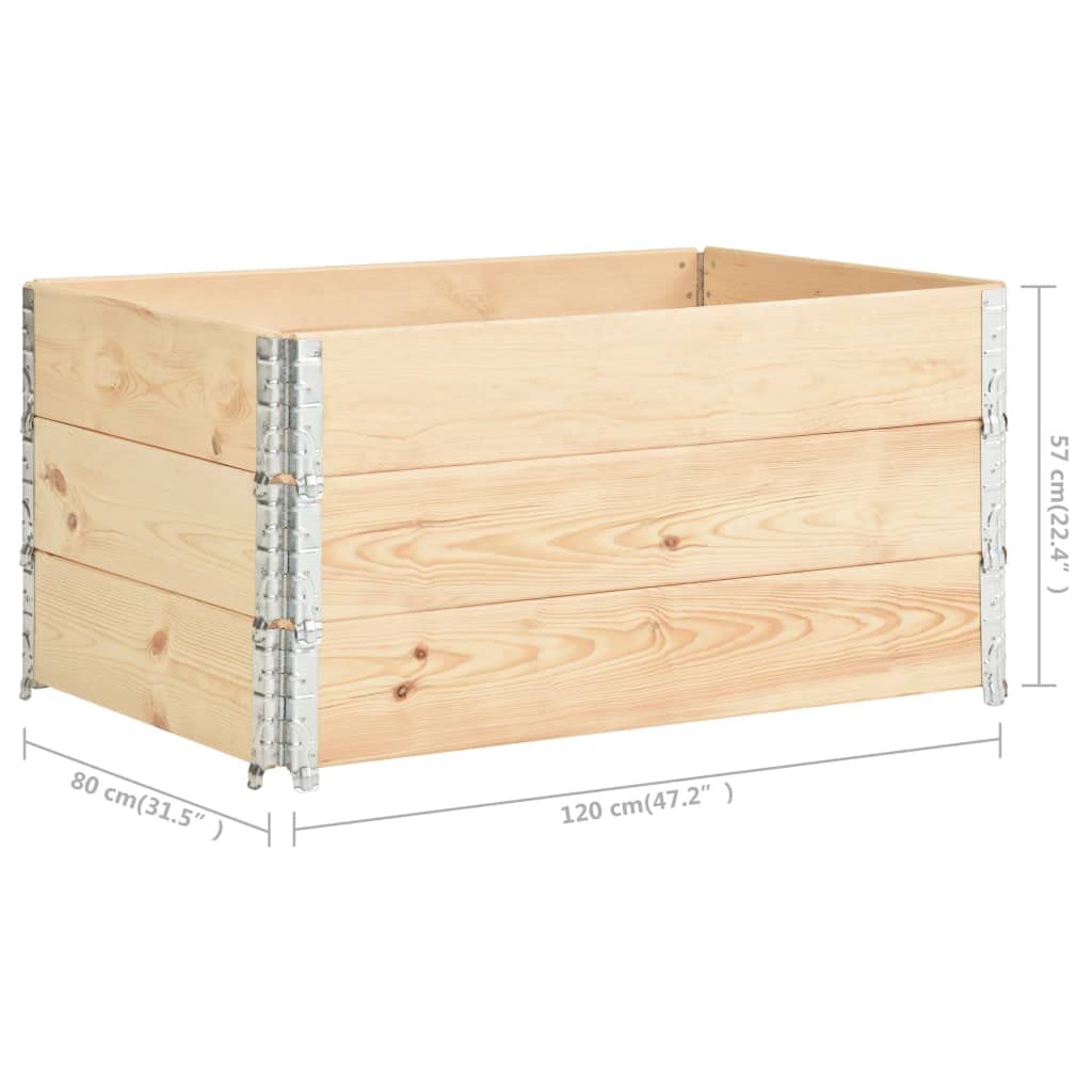 vidaXL 3X Madera Maciza de Pino Caja de Palés Jardinera Muebles Plegable Almacenar Artículos Almacenamiento Jardín Terraza Exterior 80x120 cm